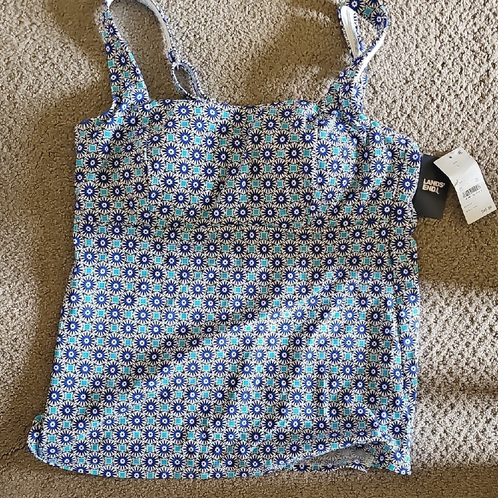 Lands' End Blue Sleeveless Fitted Camisole